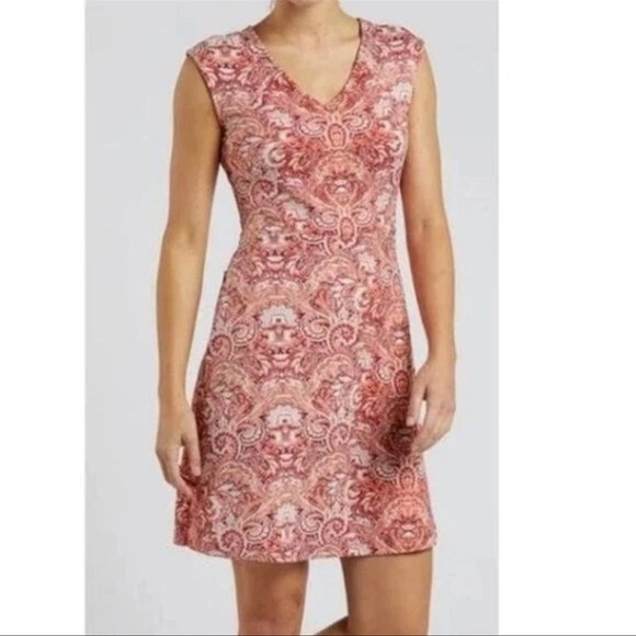 NWT Title Nine Athleisure Dress in Red Orange White size Small - Picture 1 of 12